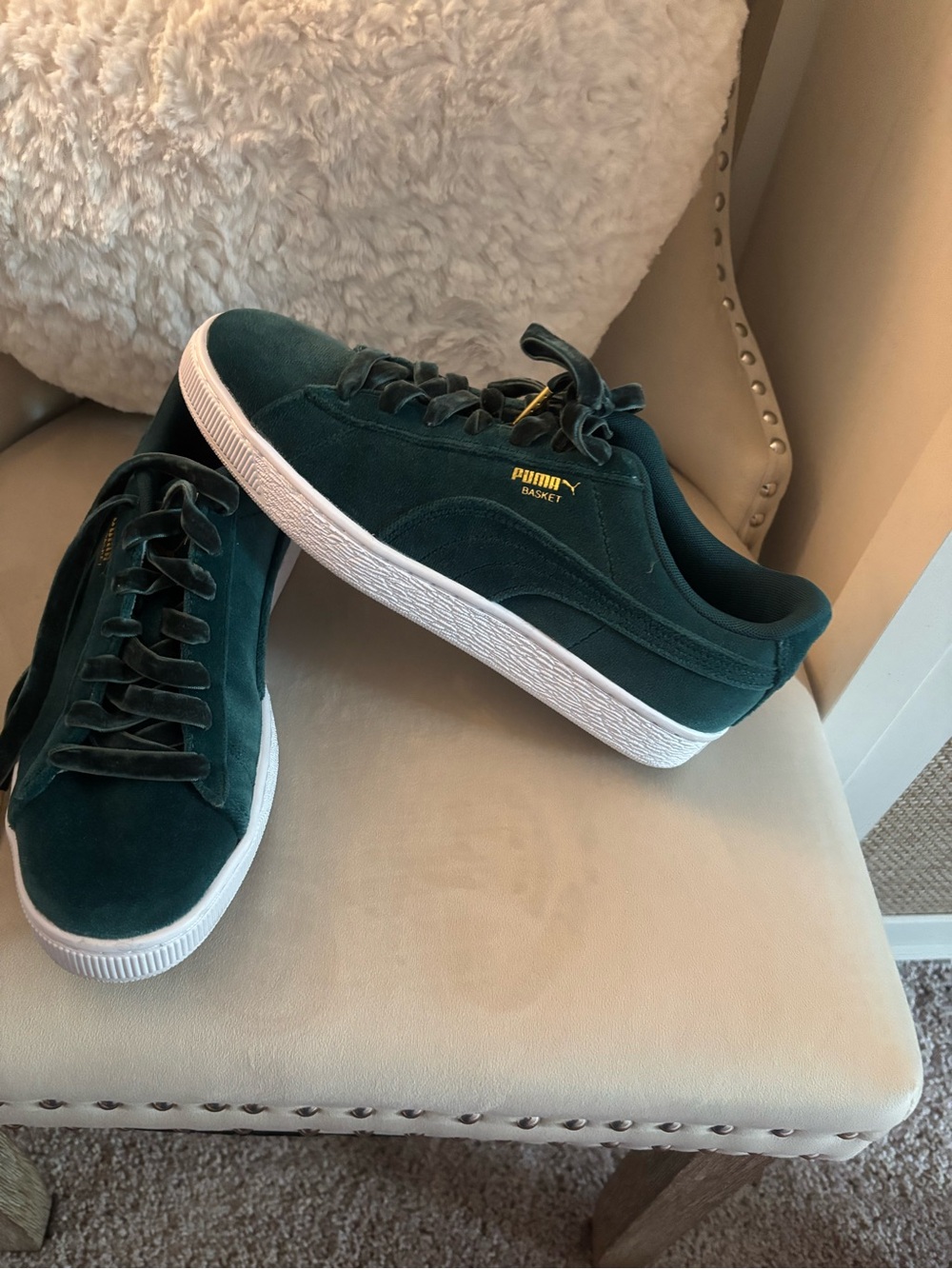 Puma Basket Suede Men's Sneakers in Teal and White